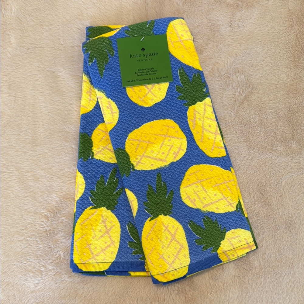 Kat Spade Pineapple Print Towel Set of 2